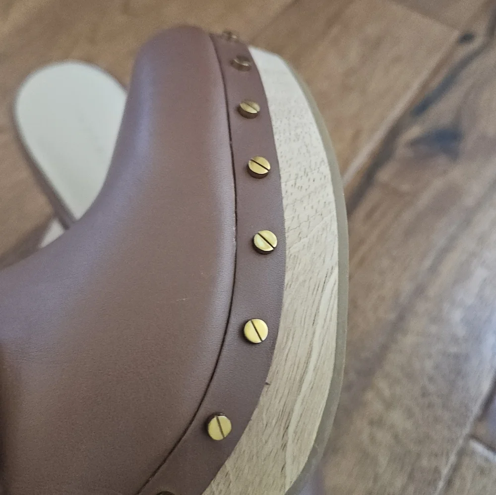 Veronica Beard Brown Hendrix Leather Mule Clogs 8 - Picture 2 of 11